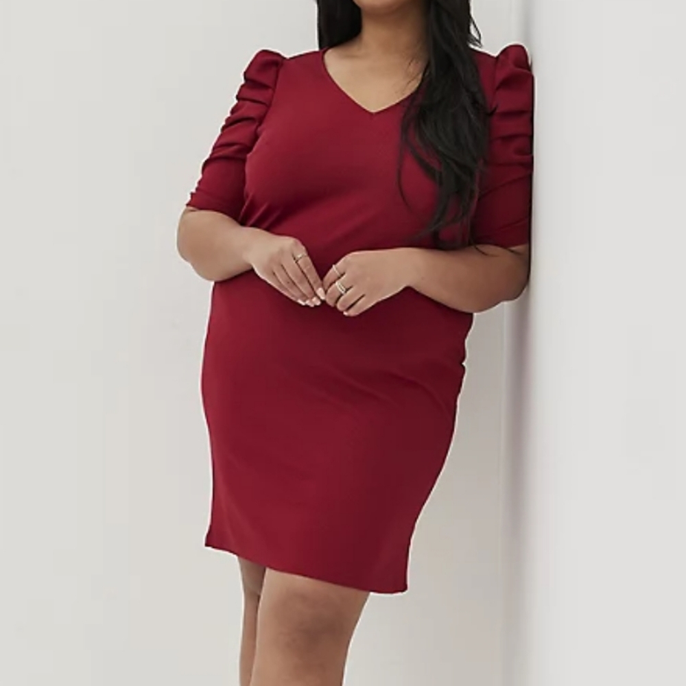 Torrid Mini Textured Knit Puffed Sleeved Dress Size 2